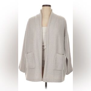 57” bust oversized XL 1X Eileen Fisher wool blend plush cardigan pockets grey
